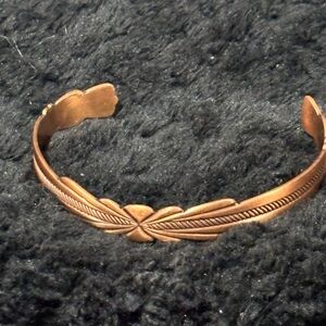 Copper Feather Design Cuff Bracelet